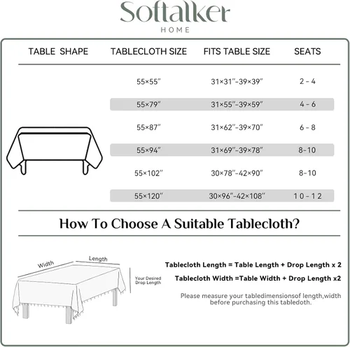 Miniatura 5 de Softalker Mantel rectangular bohemio de lino y algodón con borlas, mantel resistente con flores, mantel decorativo floral para cocina y comedor