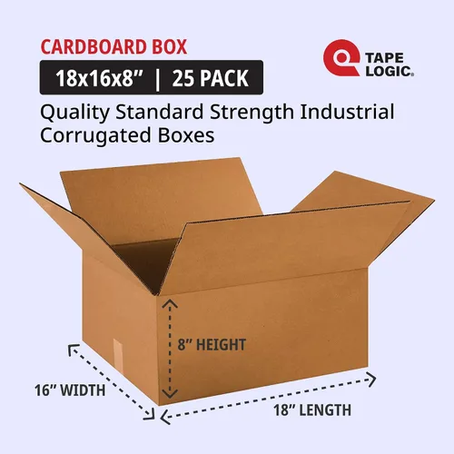 Miniatura 2 de TAPE LOGIC Cajas de cartón corrugado de 18 x 16 x 8 pulgadas, tamaño mediano de 18 pulgadas de largo x 16 pulgadas de ancho x 8 pulgadas de alto