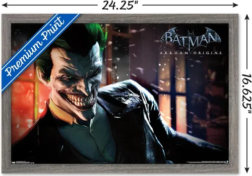 Miniatura 3 de Trends International DC Comics - Póster de pared de Arkham Origins de Arkham Origins, 14.725 x 22.375 pulgadas, versión enmarcada de madera