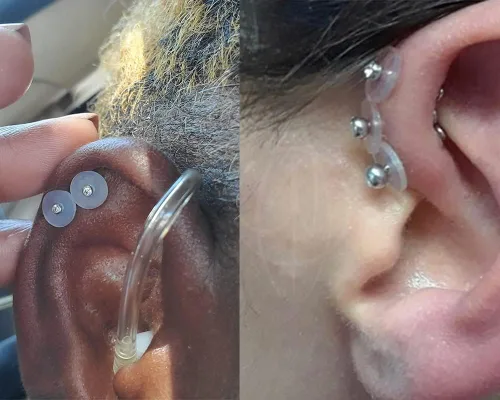 Miniatura 4 de MODRSA Almohadillas de disco transparente sin tirones de plástico para piercing Bump, discos de silicona, disco de perforación de silicona