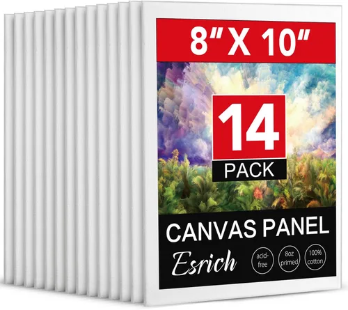 ESRICH Lienzos para pintar de 8 x 10 pulgadas, paquete de 14 tableros de lienzo en blanco a granel, lienzo de algodón para pintura al óleo, acrílico