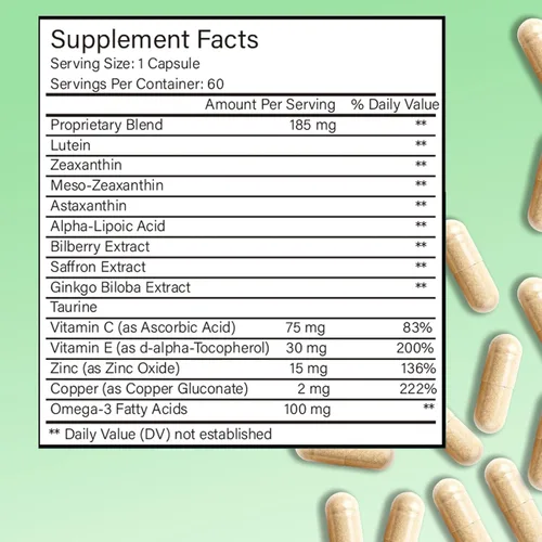 Miniatura 2 de Suplemento avanzado de vitaminas para los ojos 14 en 1 con luteína, zeaxantina, extracto de arándano y zinc para adultos, apoya la visión, la mácula
