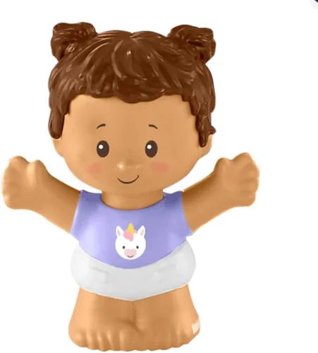 Pieza de repuesto para Fisher-Price Little People Snuggle Twins - GKY44 ~ Figura de niña gemela ~ Camisa morada con unicornio y coletas