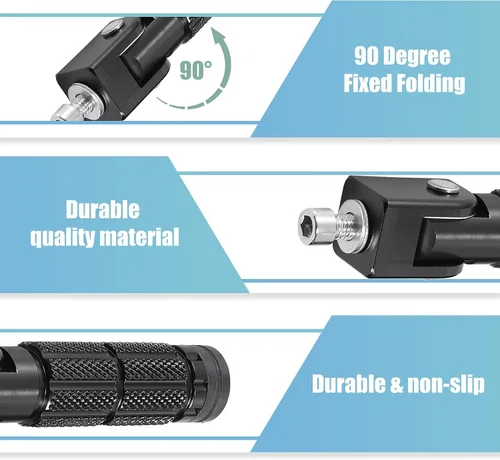 Miniatura 4 de Motoforti 1 par 0.276 in aleación de aluminio universal motocicleta plegable trasero reposapiés estribera pedal Ciclismo negro