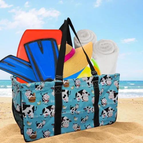 Miniatura 190 de NGIL Bolsa de comestibles reutilizable extra grande plegable de gran tamaño para comestibles, almacenamiento, picnic, playa, Bronco-negro occidental