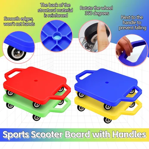 Miniatura 4 de 4 piezas de patinete deportivo con asas para niños, ruedas de plástico que no dañan el suelo, patineta, patineta, patineta, niño, niña, gimnasio