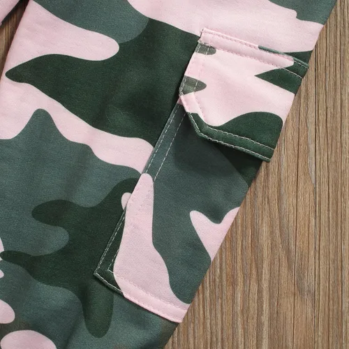 Miniatura 24 de Mandizy Conjunto de ropa de otoño para bebé niña pequeña, sudadera de manga larga con estampado de letras bendecidas, pantalones de camuflaje