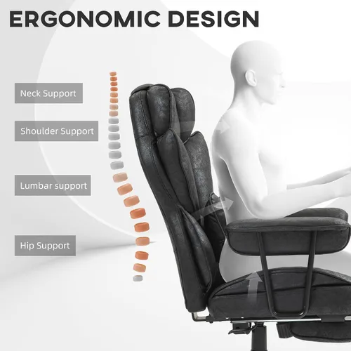 Miniatura 5 de HOMCOM Silla de oficina ejecutiva de masaje con 6 puntos de vibración, silla de oficina grande y alta con calefacción de 400 libras con reposapiés