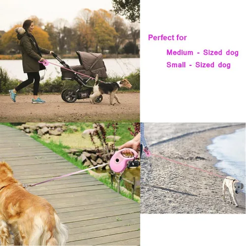 Miniatura 6 de Correas retráctiles para perros, correa para mascotas para perros pequeños, medianos y grandes de hasta 33 libras, mango antideslizante, freno