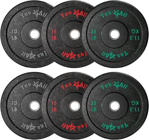 Miniatura 8 de Yes4All Placa de parachoques de 2 pulgadas, placa olímpica de goma con cubo de acero para levantamiento de pesas, entrenamiento de fuerza