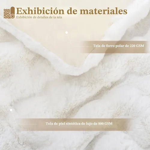 Miniatura 4 de Touchat - Manta de lujo de 1000GSM de pelo sintético de conejo, cobija súper pesada y cálida y acogedora para sofá, cama, sillón, esponjosa, Blanco