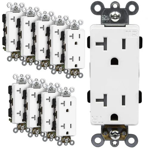 Miniatura 16 de ENERLITES Toma de corriente decorativa de grado industrial, 15A 125V, receptáculo dúplex resistente a manipulaciones, conexión a tierra, 5-15R, 2