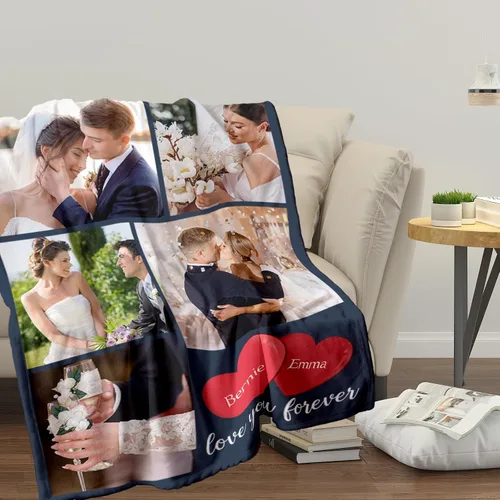 Miniatura 2 de SalaGraphics Manta personalizada con fotos, texto, regalos personalizados para parejas, mantas con fotos con mis propias fotos, mantas 5 Fotos