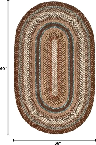 Miniatura 2 de Safavieh Braided Collection BRD313A tapete de lana hecho a mano color café, Algodón Marrón (Brown/Multi)