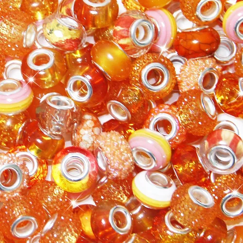 Miniatura 15 de ZYEHXED 60 Piezas Cuentas Negras de Agujero Grande, Cuentas Grandes de Artesanía Europea, Cuenta de Lampwork Murano de Agujero Grande, Cuenta