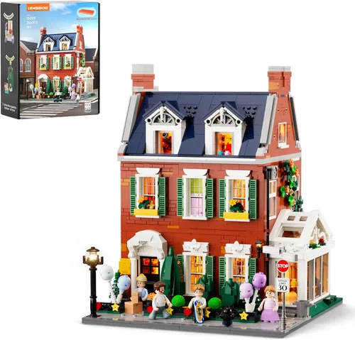 LUMIBRICKS Redbrick Row House Lighting - Juego de ladrillos de construcción – Kit de exhibición de colección de modelos de construcción modular de