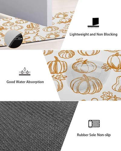 Miniatura 3 de Tapete de baño de otoño para bañera, antideslizante, de secado rápido y absorbente, de tierra de diatomeas, tapete de cocina, calabaza, cosecha