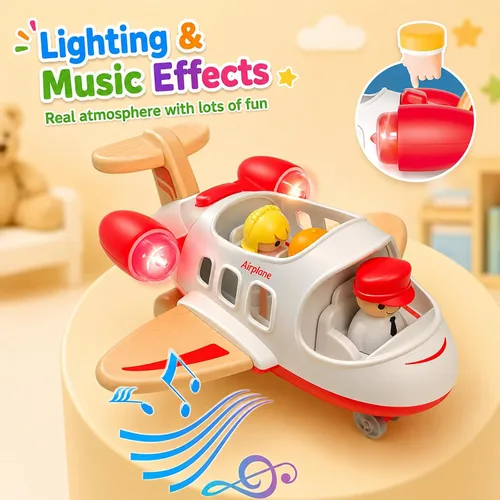 Miniatura 6 de Wanborns Juguetes de avión para niños pequeños de 1 a 3 años, juguetes de aviones con sonido y luz, mini juguetes de avión para introducir
