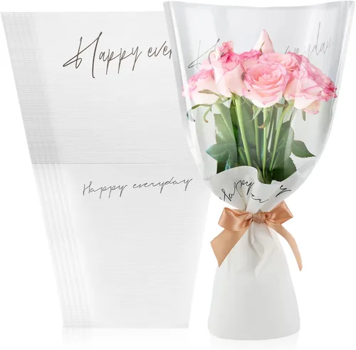 Miniatura 8 de Harloon 100 bolsas de flores para ramos de flores, papel de regalo de flores transparentes, fundas de 11 x 5.1 x 17.3 pulgadas, múltiples Café