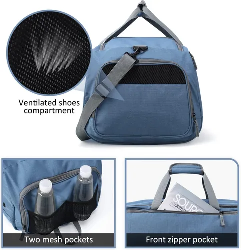 Miniatura 3 de MIER Bolsa de gimnasio grande para hombres con compartimento para zapatos, bolsas de lona ligeras para deportes, viajes, entrenamiento, fitness, fin