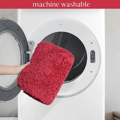 Miniatura 6 de Ashler Runners - Juego de 2 alfombras de baño largas antideslizantes, absorbentes de agua rojas, alfombras de ducha ultra suaves, alfombra de baño