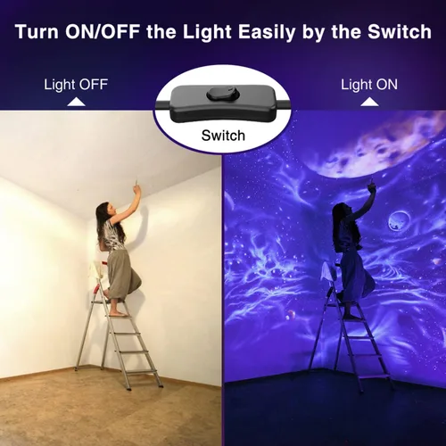 Miniatura 7 de Onforu Paquete de 2 luces LED negras de 100 W, luz negra con enchufe, luz de inundación negra impermeable IP66 luz de neón para fiesta brillante