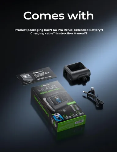 Miniatura 8 de Re-Fuel Paquete de batería extendida de 9 horas para GoPro Hero 13 12 11 10 9 Negro, Banco de energía recargable a prueba de polvo y agua de 33 pies
