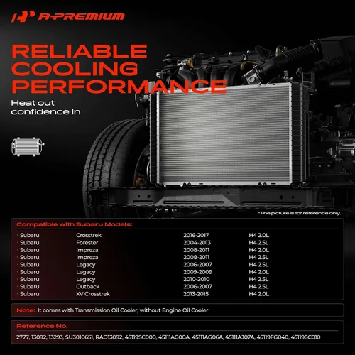 Miniatura 2 de A-Premium Conjunto de radiador de refrigerante del motor con enfriador de aceite de transmisión Compatible con Subaru Forester 09-13, Impreza 08-11