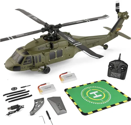 Miniatura 10 de Mini helicóptero WL K170 Black Hawkk para adultos, WL K170 Black Hawkk UH-60L 170 2.4G 4CH Flybarless RC Helicóptero, modelo de juguete RC Hobby al