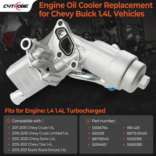Miniatura 3 de Conjunto adaptador de carcasa del filtro del enfriador de aceite del motor con junta, inserto de filtro, tapa de aluminio compatible con Turbo 1.4L
