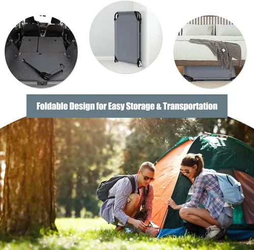 Miniatura 3 de Giantex Catre plegable de camping para adultos, cama portátil con tela Oxford 600D, marco resistente, capacidad de 350 libras, uso en 1 paso, silla