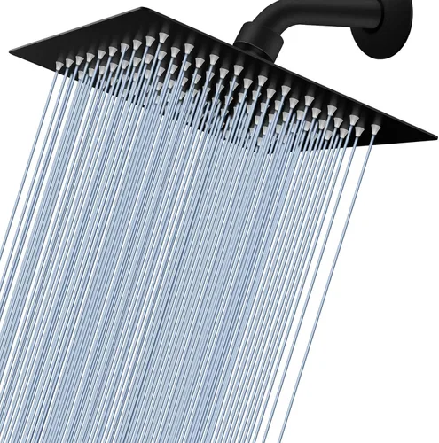 Miniatura 26 de Voolan - Regadera tipo lluvia de metal, cuadrada, de alto flujo, cobertura de cuerpo completo en cascada, montaje universal para techo o pared