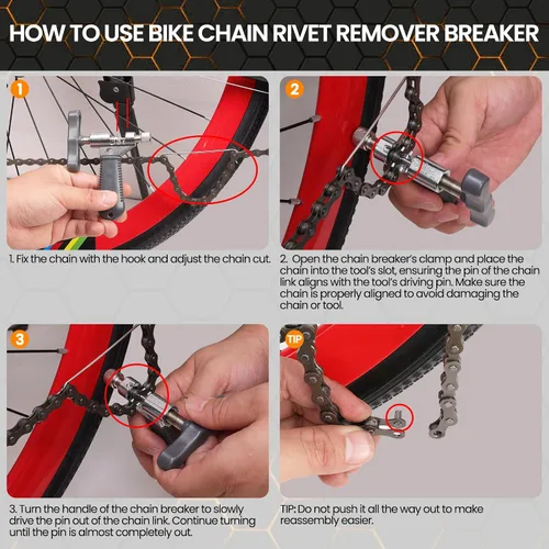 Miniatura 3 de Conjunto de herramientas de reparación de cadena de bicicleta Oumers, herramienta de rotura de cadena de bicicleta, alicates de eslabón maestro, Gris