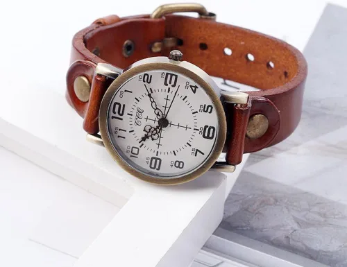 Miniatura 2 de MINILUJIA Relojes hechos a mano para mujer, vintage, punk, hip-hop, gótico, de cuero suave, brazalete de moda, reloj de pulsera para señora, esfera