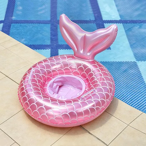 Miniatura 5 de Flotador de piscina para bebé, anillo inflable de sirena con asa de asiento, flotadores de piscina para bebés y niñas pequeños Rosa
