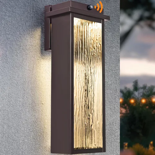 Miniatura 11 de VenzBlomia Lámpara de pared exterior de 16" en negro del atardecer al amanecer LED, lámpara de iluminación exterior grande, lámpara de pared montada