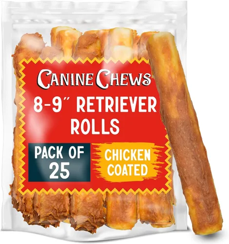 Miniatura 10 de Canine Chews 8-9" Rollos de Cuero Crudo Asados de Ternera, Huesos de Cuero Crudo para Perros Grandes, Huesos para Perros de Razas Grandes