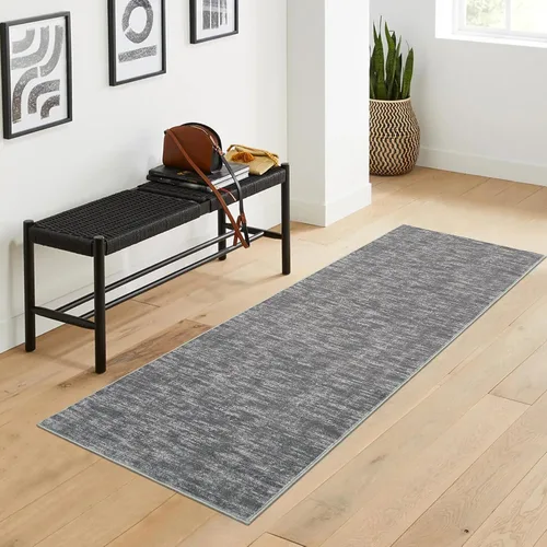 RUGSREAL Alfombra lavable a máquina de 2 x 8 pies, para pasillo, entrada, contemporánea, color liso, alfombra de pasillo moderna para interiores,