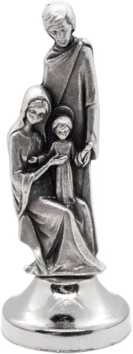 Miniatura 6 de VILLAGE GIFT IMPORTERS Mini estatua de santo Figuras clásicas cristianas y católicas Metal plateado Parte inferior adhesiva Decoración
