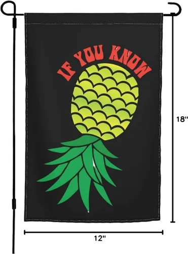 Miniatura 5 de Paquete de 4 banderas de piña al revés – Pancartas de lino de doble cara de 12 x 18 pulgadas con texto en inglés "IF YOU KNOW & PLAY WELL WITH