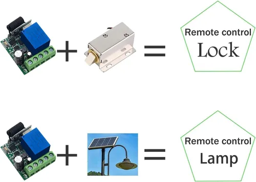 Miniatura 6 de QIACHIP Interruptor remoto inalámbrico DC 5V 9V 12V 24V 48V 433MHz, relé de 1 canal con receptor y 1 transmisor para controles de acceso de puertas