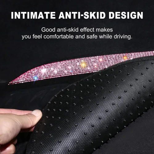 Miniatura 4 de VarCozy - Alfombras brillantes con diamantes de imitación para autos, alfombras de purpurina con cristales para el suelo del automóvil