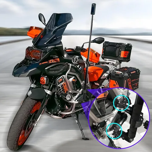 Miniatura 2 de Soporte de abrazadera para manillar de motocicleta con palo selfie invisible de 47.3 pulgadas, compatible con cámara de acción Insta360 ONE X5 X4 X3