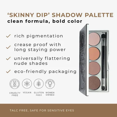 Miniatura 2 de Honeybee Gardens Paleta de sombras de ojos Skinny Dp, 4 tonos altamente pigmentados, acabado de lujo de larga duración, vegano, sin crueldad, sin