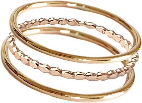 Miniatura 2 de Mini anillos apilables Bitsy Tres anillos apilables rellenos de oro de 14 quilates o de ley Úsalos como anillos para los dedos, nudillos o dedos
