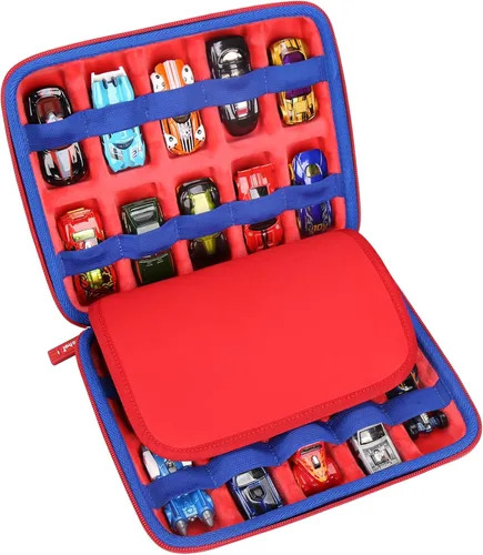 Miniatura 2 de Funda de almacenamiento Mchoi para 20 autos HotWheels, organizador de autos de juguete para el almacenamiento de tus autos Matchbox, rojo, solo