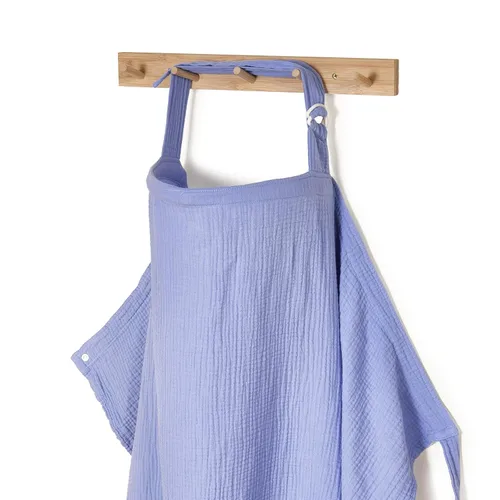 Miniatura 8 de TILLYOU Funda de lactancia de muselina para lactancia materna, 100% algodón transpirable con cuello de arco para mujer, azul