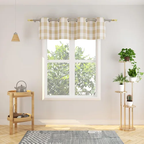 Miniatura 139 de Cortinas de 24 pulgadas de largo con diseño Buffalo Check Gingham Plaid para ventanas de cocina y baño, tratamiento para ventanas con 2 paneles