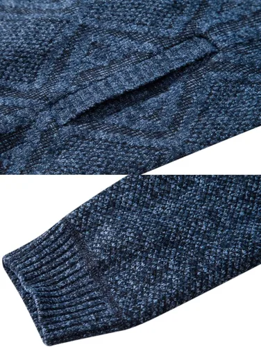 Miniatura 88 de VtuAOL Suéteres tipo cárdigan para hombre, con cremallera completa, cuello alto, cárdigan de punto casual con bolsillos