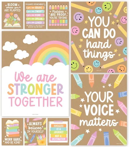Miniatura 13 de Hadley Designs Póster motivacional para decoración de aula, 9 pósteres de aula de mentalidad de crecimiento, decoración de pared inspiradora